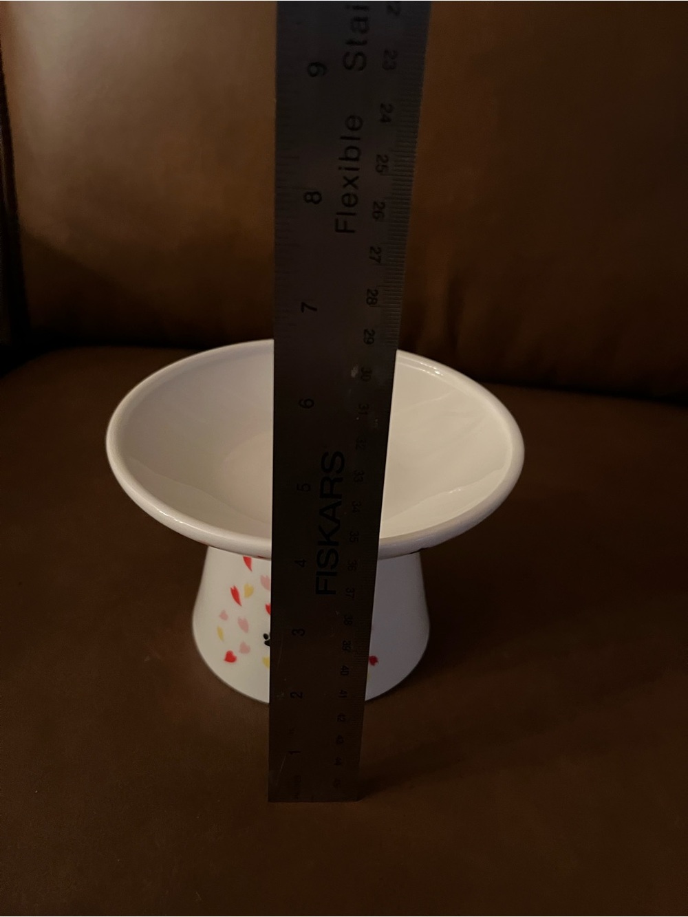 Necoichi Raised Ceramic Cat Bowl w/ Flowers - Picture 4 of 6